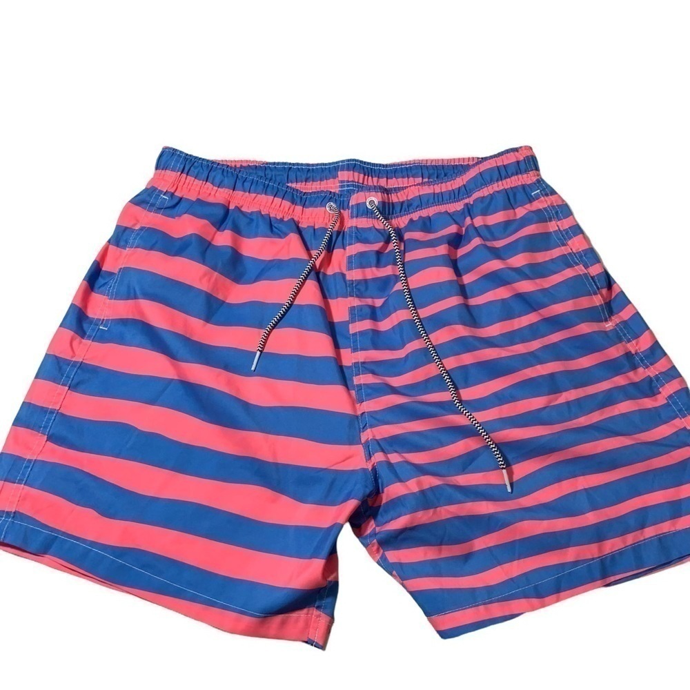 Boardies Mens Swim Trunk shorts size XL pink Blue stripe mesh lined EUC